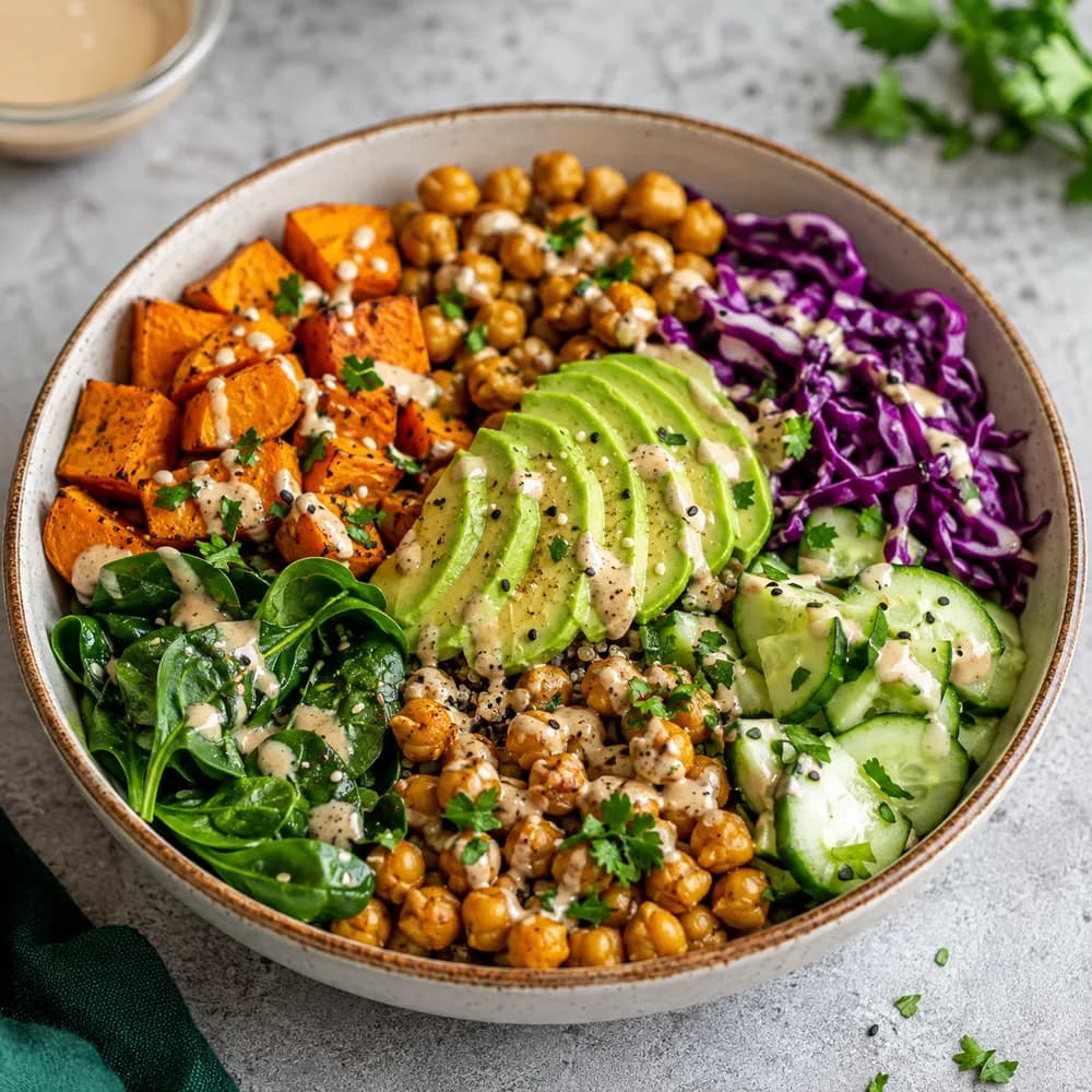 Buddha bowl de légumes rôtis et pois chiches
