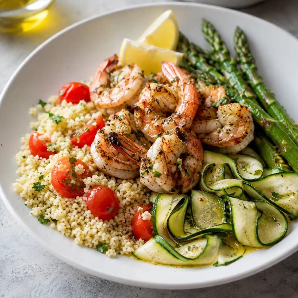 Assiette de crevettes grillées