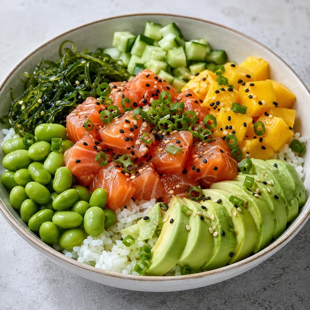 Poké bowl au saumon et avocat
